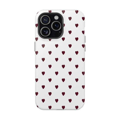 Burgundy Little Hearts iPhone Case