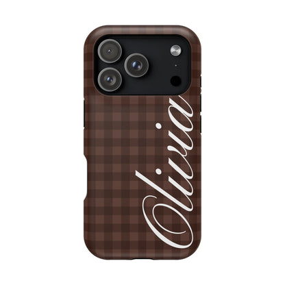 Custom Brown Gingham iPhone Case
