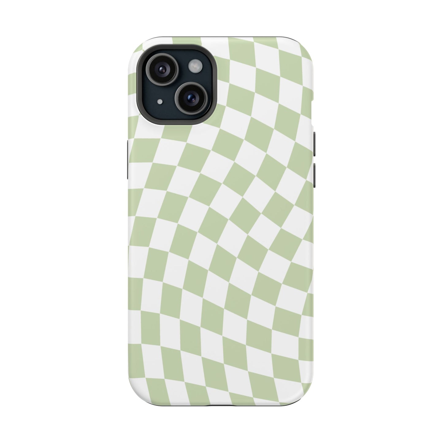 Light Green Wavy Checkered iPhone Case