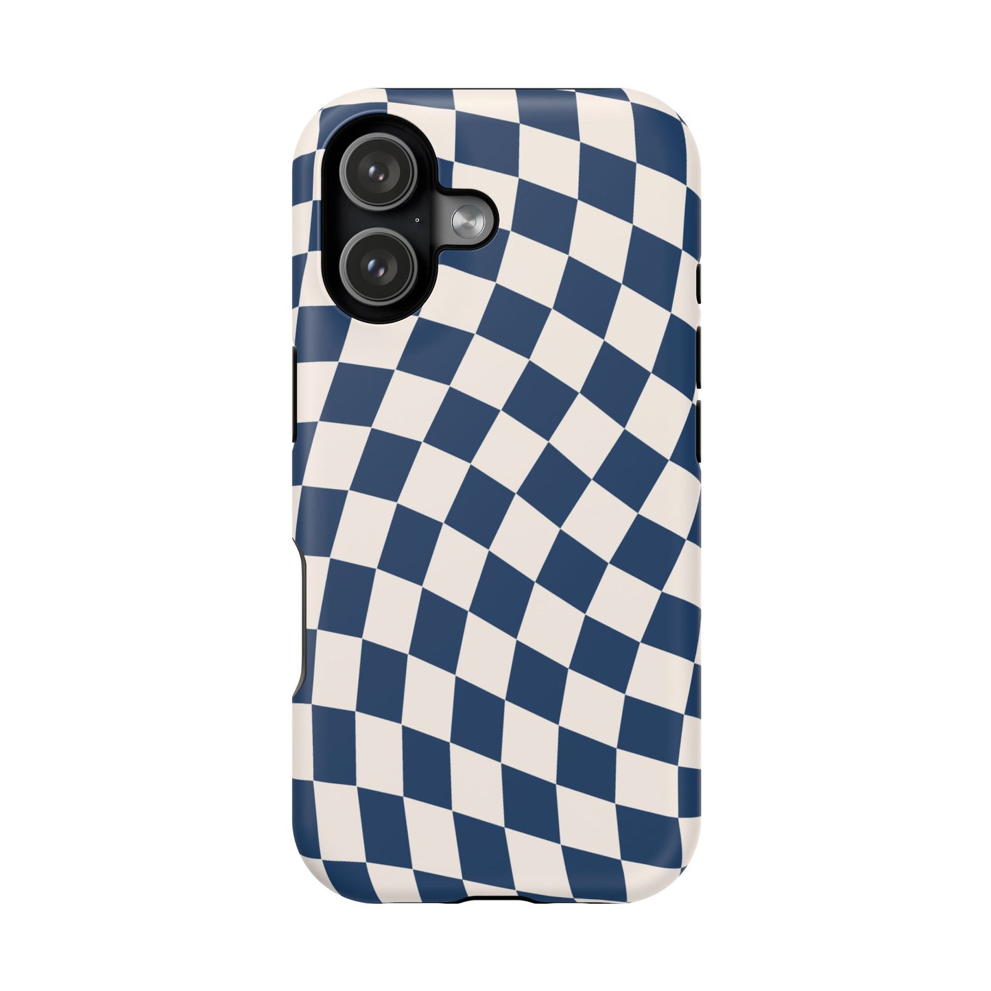 Navy & Beige Wavy Checkered iPhone Case