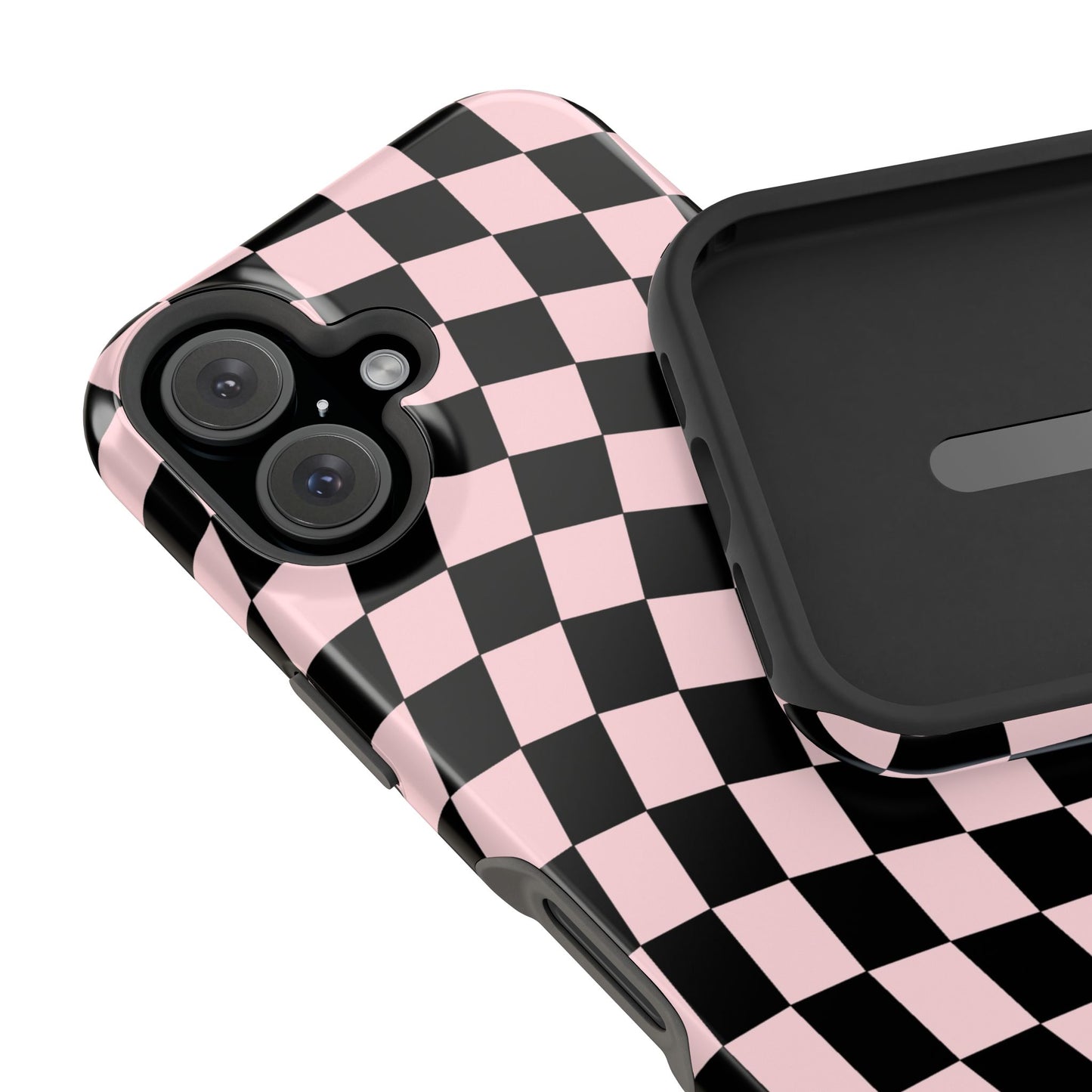 Pink & Black Wavy Checkered iPhone Case