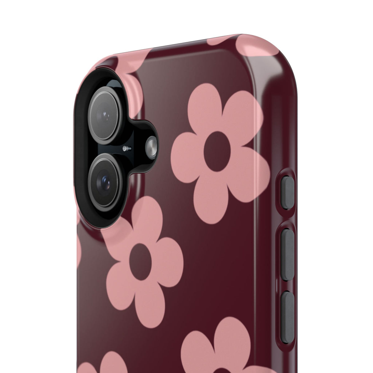Burgundy & Pink Flowers iPhone Case