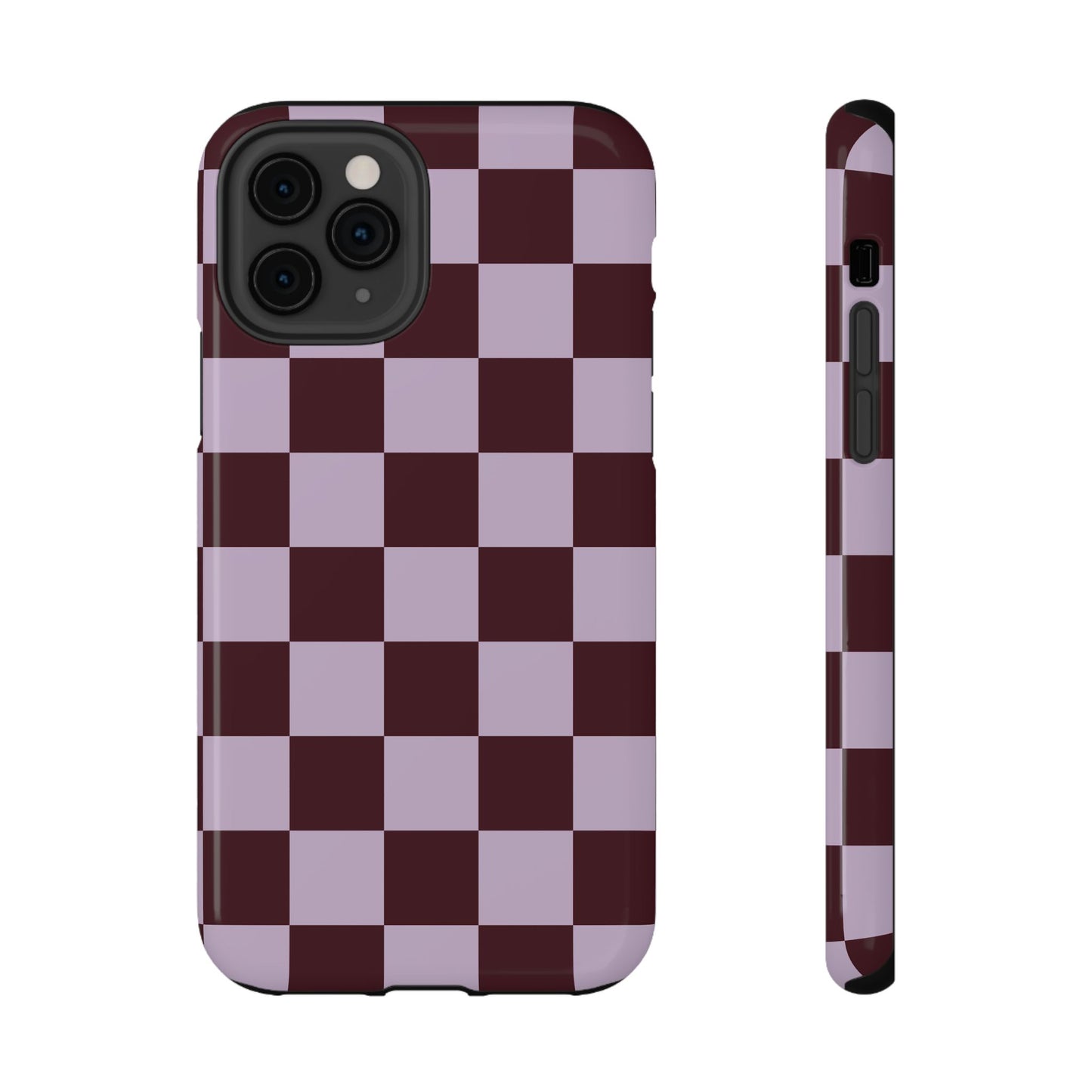Burgundy & Violet Checkered iPhone Case