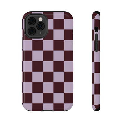 Burgundy & Violet Checkered iPhone Case