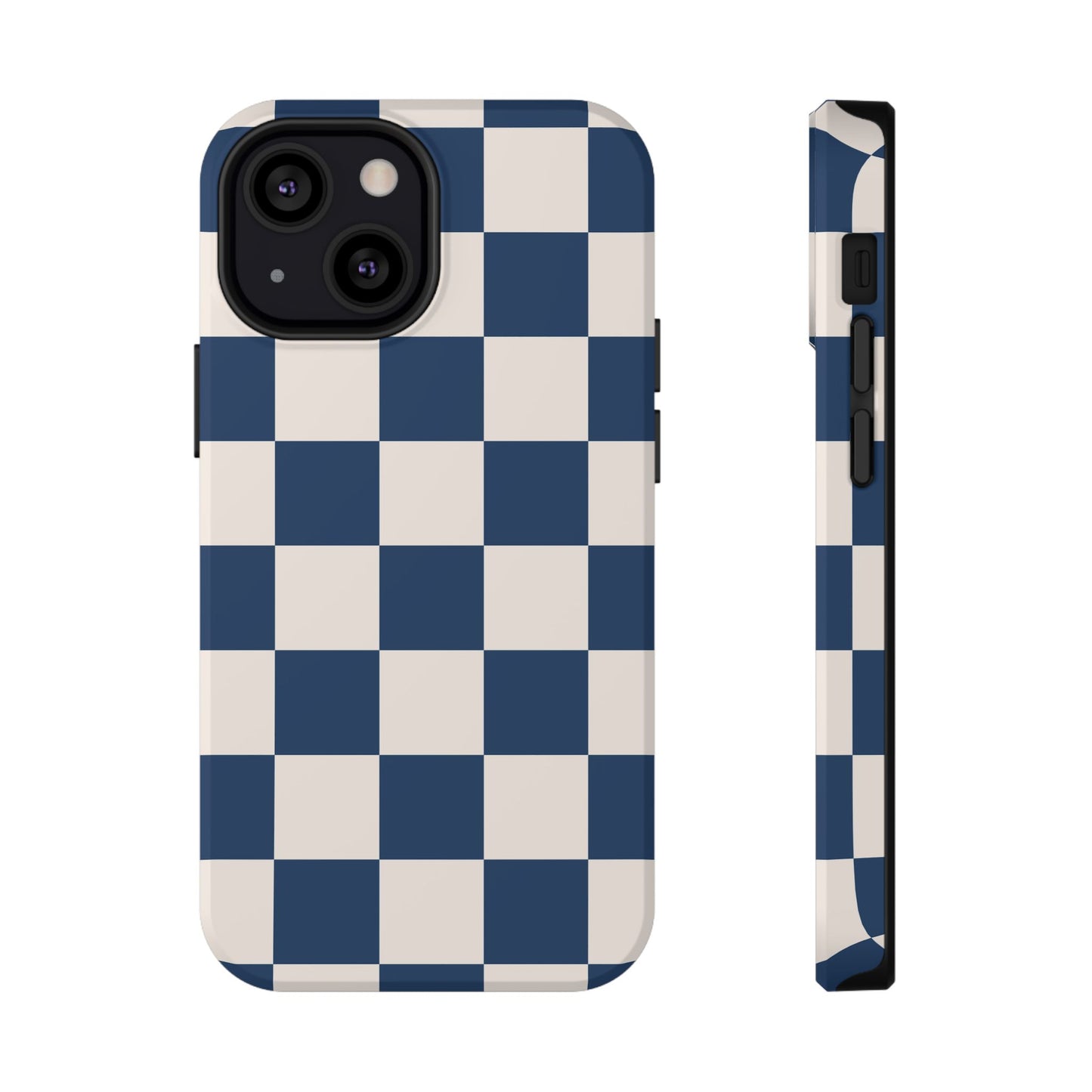 Navy & Beige Checkered iPhone Case