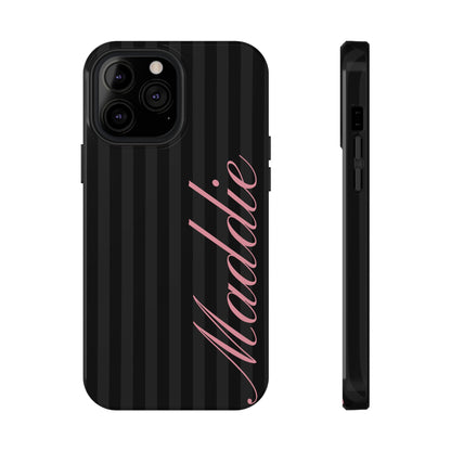 Custom Pink Black Stripes iPhone Case