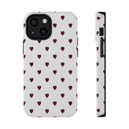 Burgundy Little Hearts iPhone Case