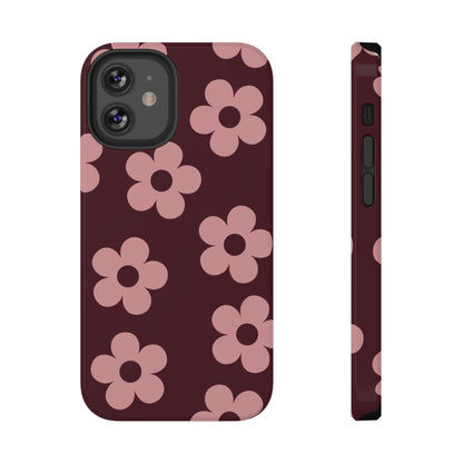 Burgundy & Pink Flowers iPhone Case