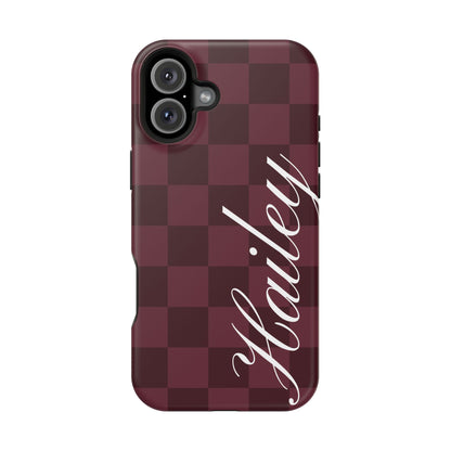 Custom Burgundy Checkered iPhone Case