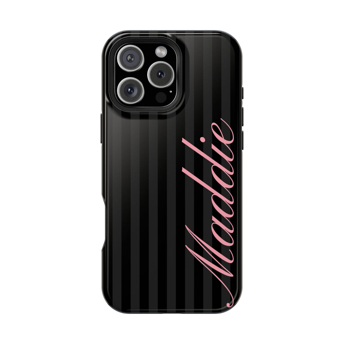 Custom Pink Black Stripes iPhone Case
