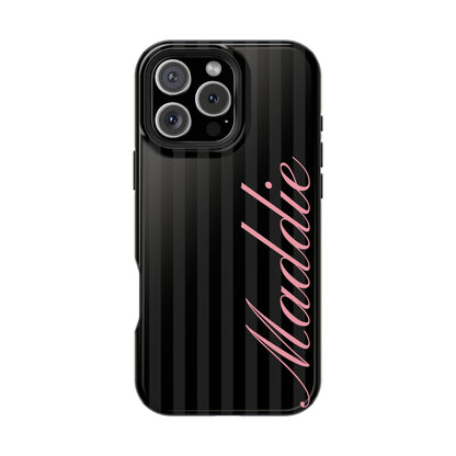 Custom Pink Black Stripes iPhone Case