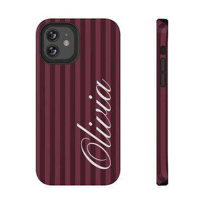 Custom Burgundy Stripes iPhone Case