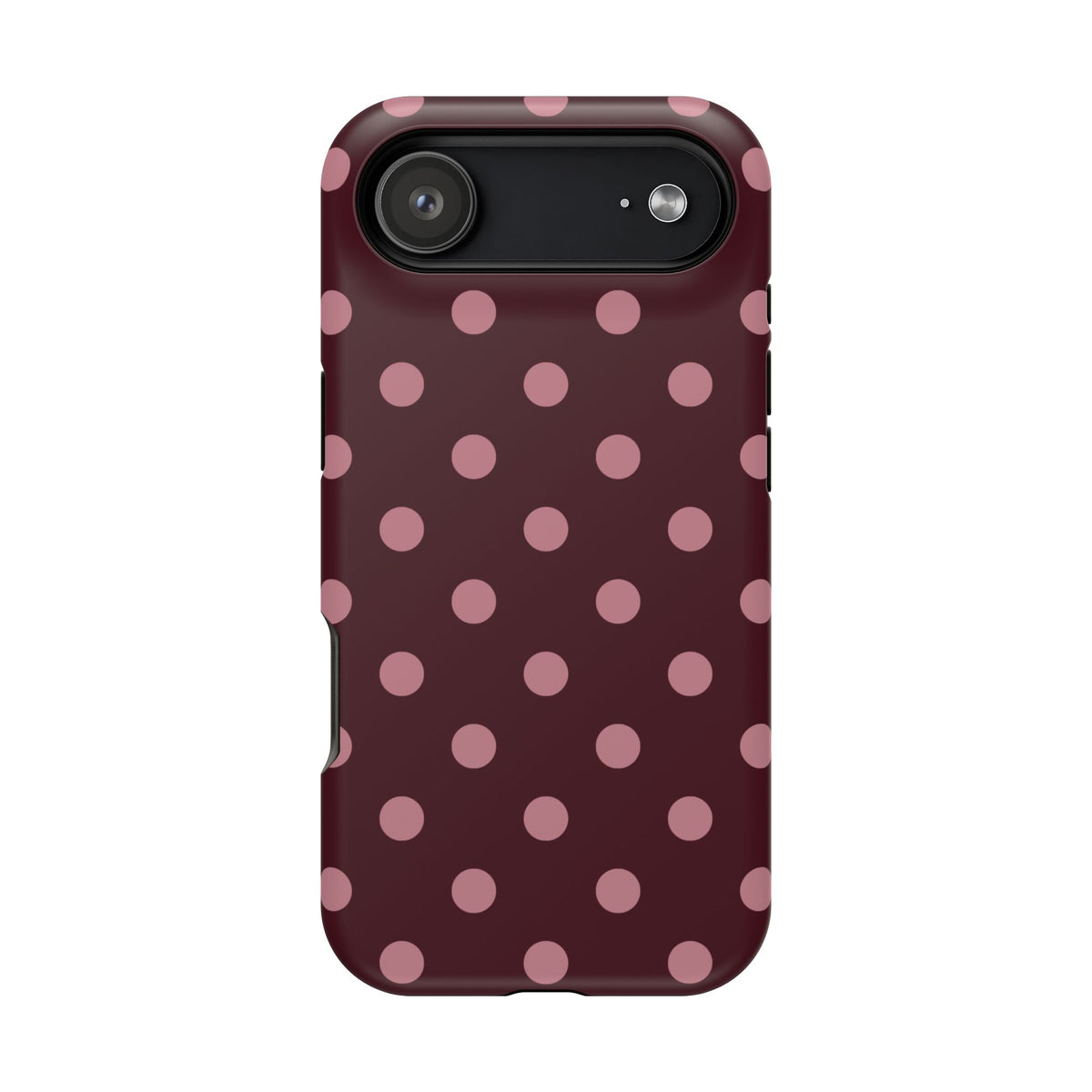 Burgundy & Pink Polka Dots iPhone Case