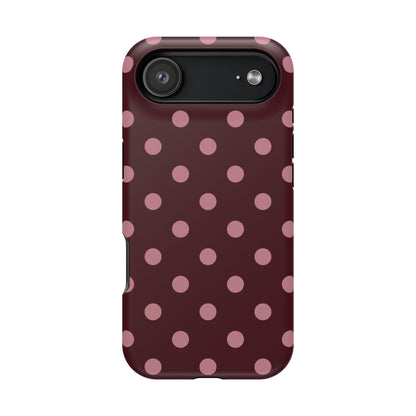 Burgundy & Pink Polka Dots iPhone Case