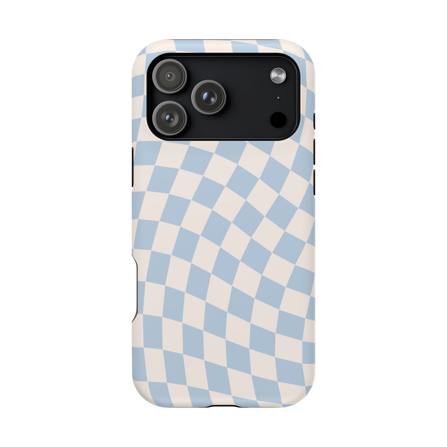 Blue & Beige Wavy Checkered iPhone Case
