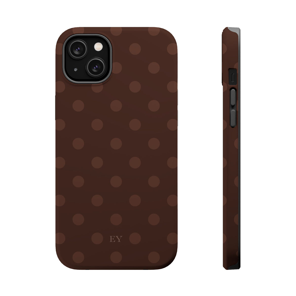 Custom Initials Mocha Polka Dots iPhone Case