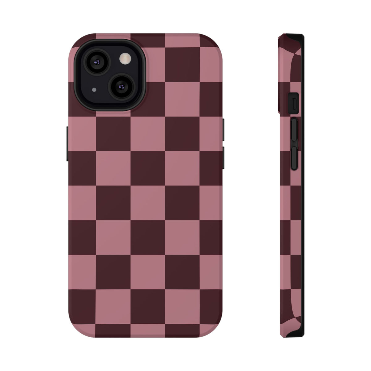 Burgundy & Pink Checkered iPhone Case