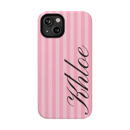 Personalized Bubblegum Stripes iPhone Case