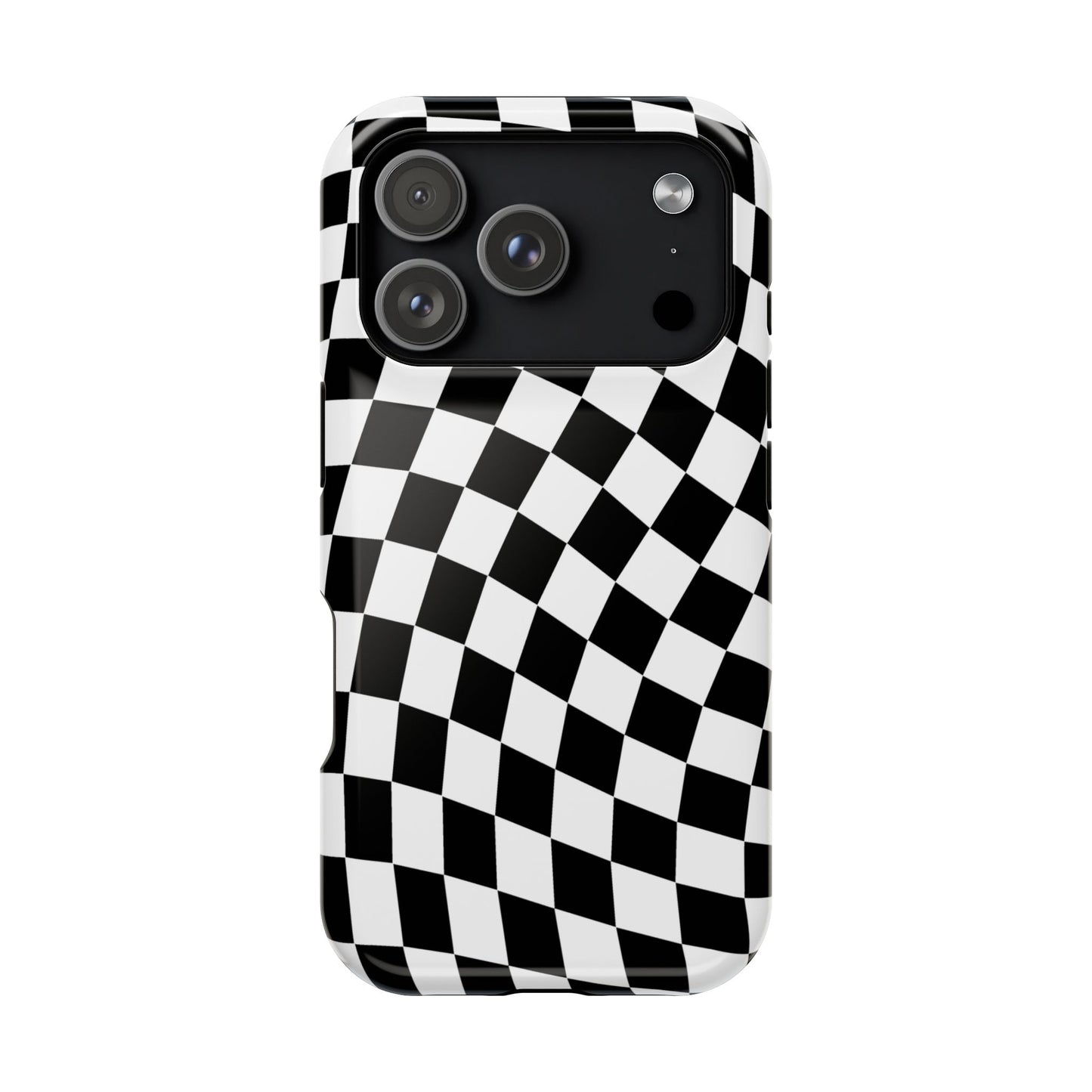 Black Wavy Checkered iPhone Case
