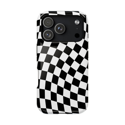 Black Wavy Checkered iPhone Case