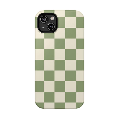 Green & Beige Checkered iPhone Case