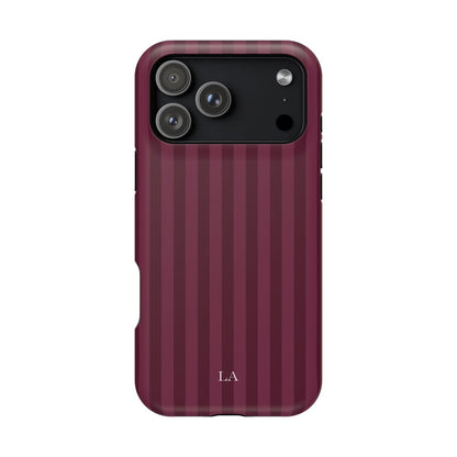 Custom Initials Plum Stripes iPhone Case