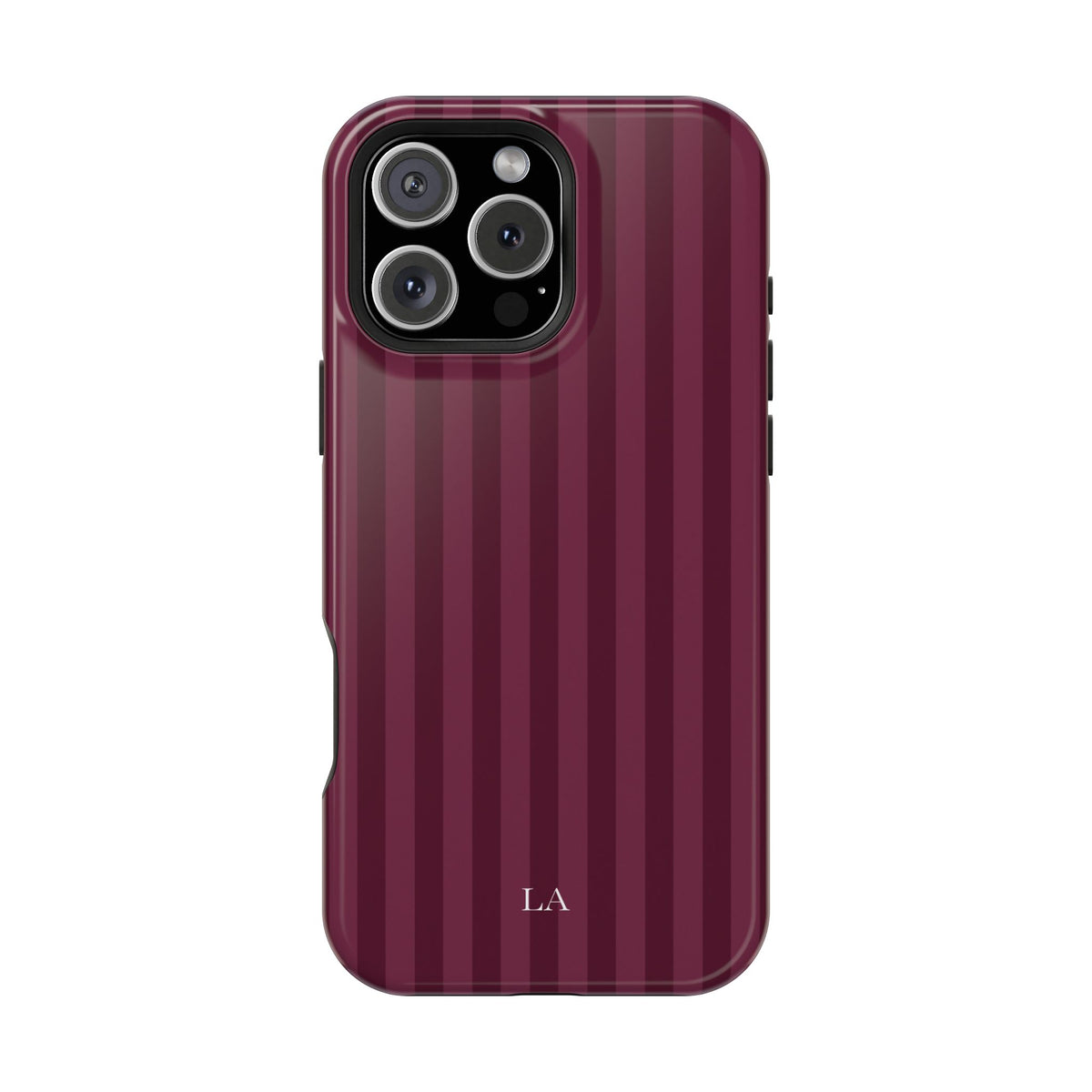 Custom Initials Plum Stripes iPhone Case