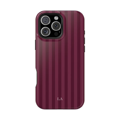 Custom Initials Plum Stripes iPhone Case