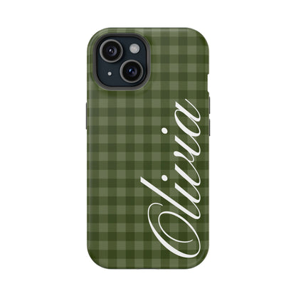 Custom Green Gingham iPhone Case