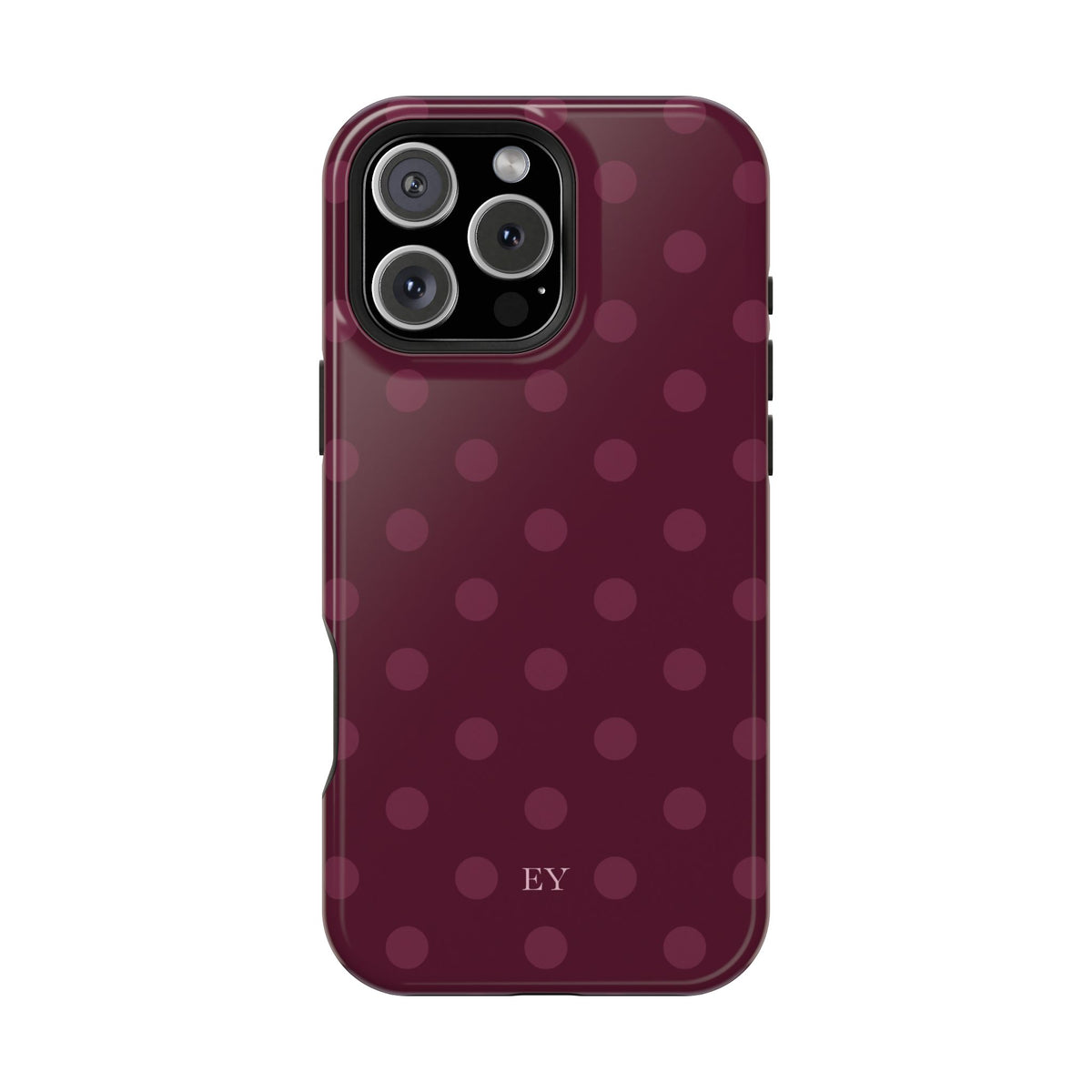 Custom Initials Plum Polka Dots iPhone Case