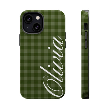 Custom Green Gingham iPhone Case