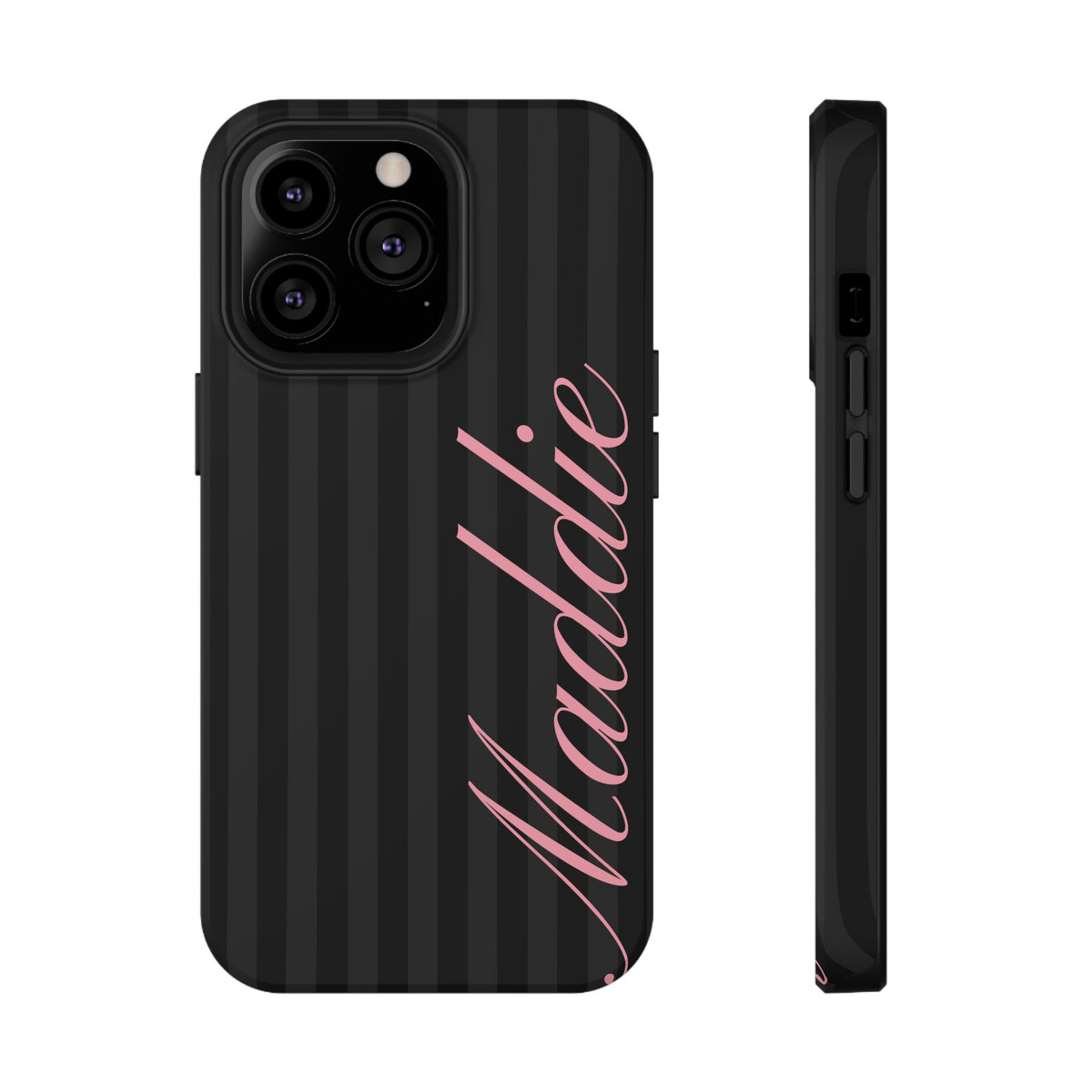 Custom Pink Black Stripes iPhone Case