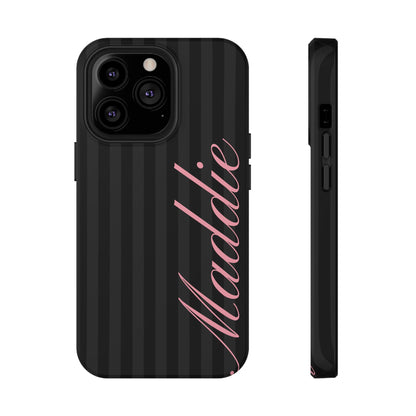 Custom Pink Black Stripes iPhone Case