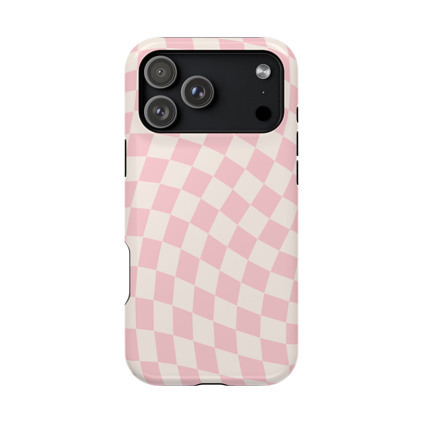 Pink & Beige Wavy Checkered iPhone Case