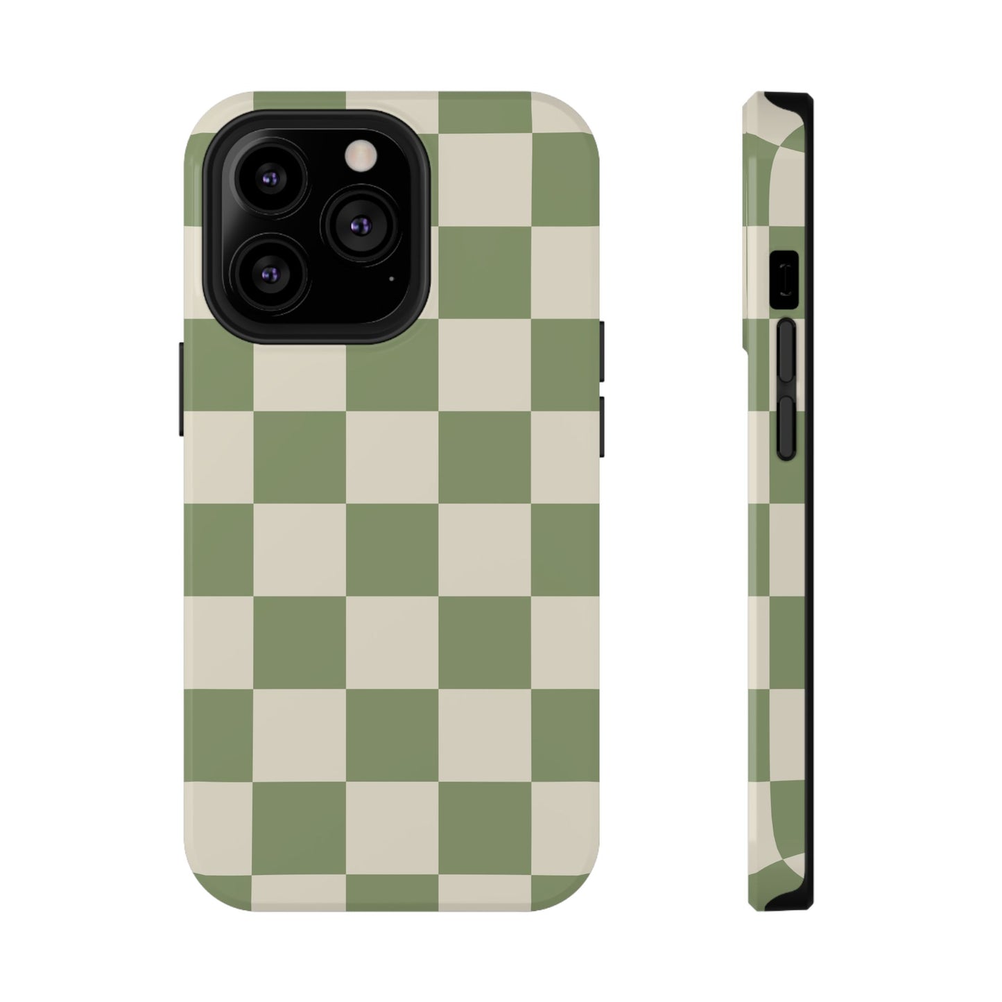 Green & Beige Checkered iPhone Case