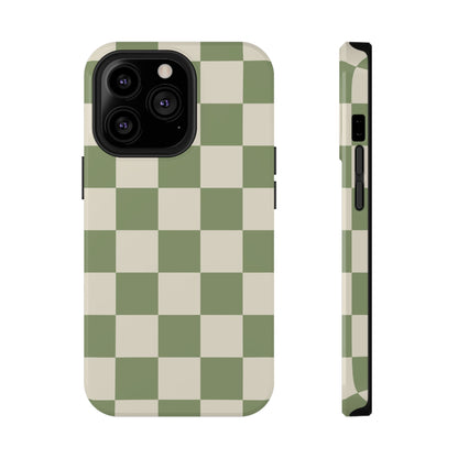Green & Beige Checkered iPhone Case