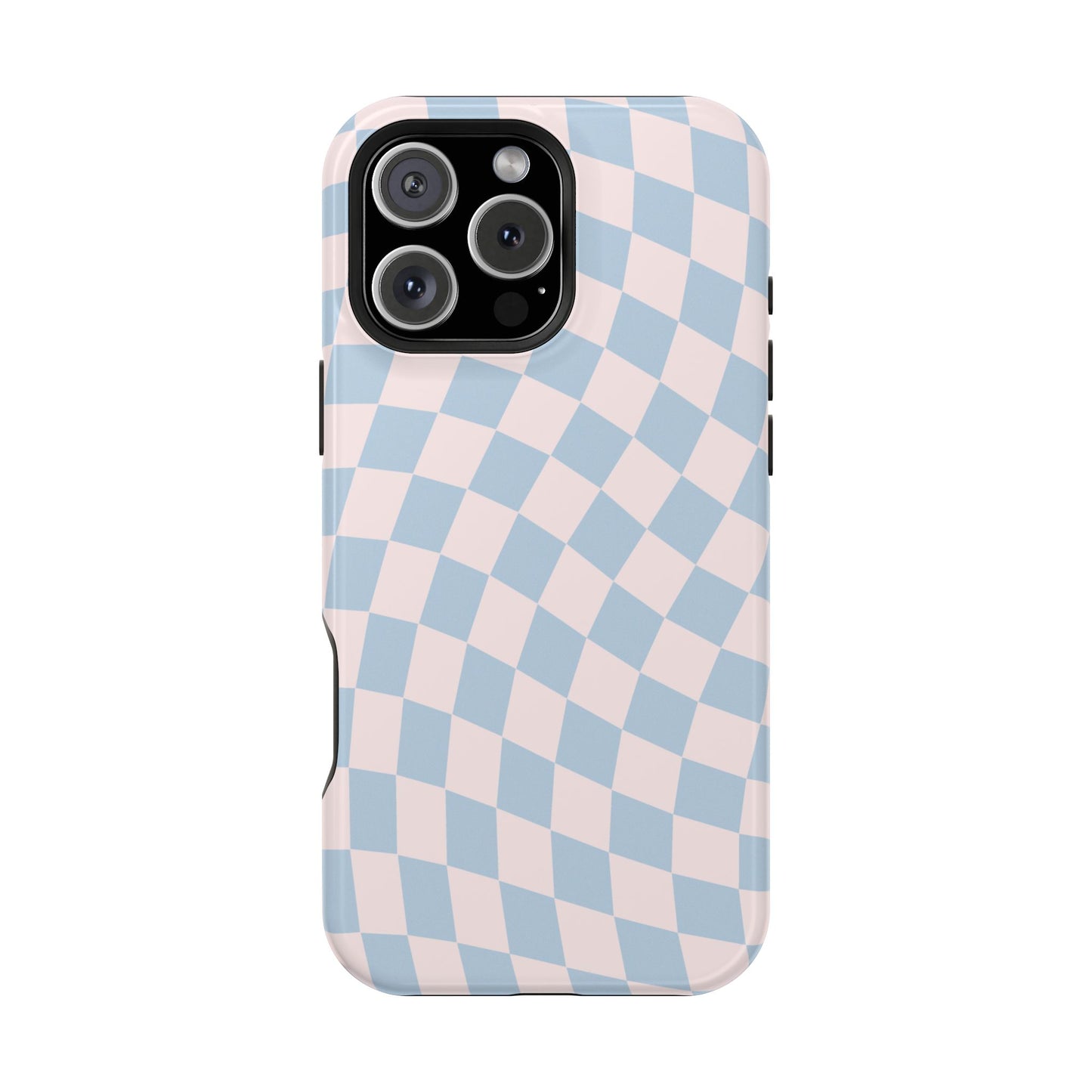 Pink & Blue Wavy Checkered iPhone Case