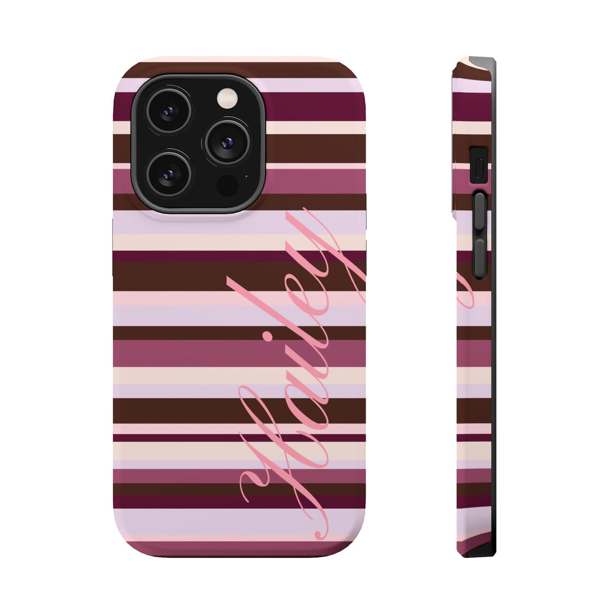 Custom Berry Mocha Stripes iPhone Case