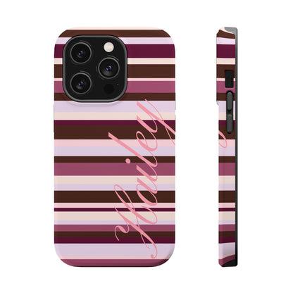 Custom Berry Mocha Stripes iPhone Case