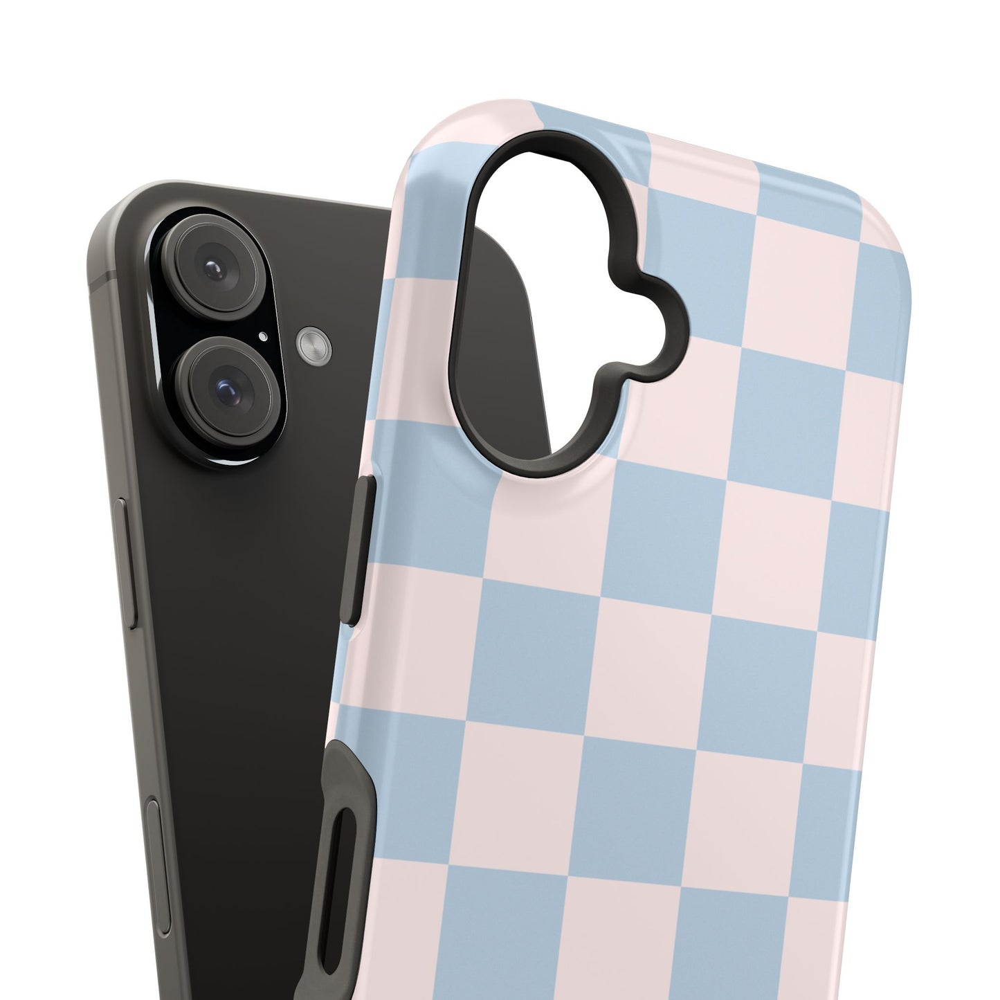Light Pink & Blue Checkered iPhone Case
