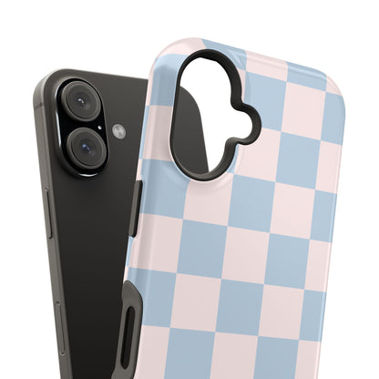 Light Pink & Blue Checkered iPhone Case