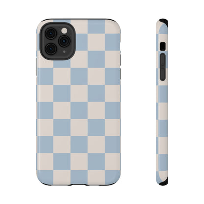Light Blue & Beige Checkered iPhone Case
