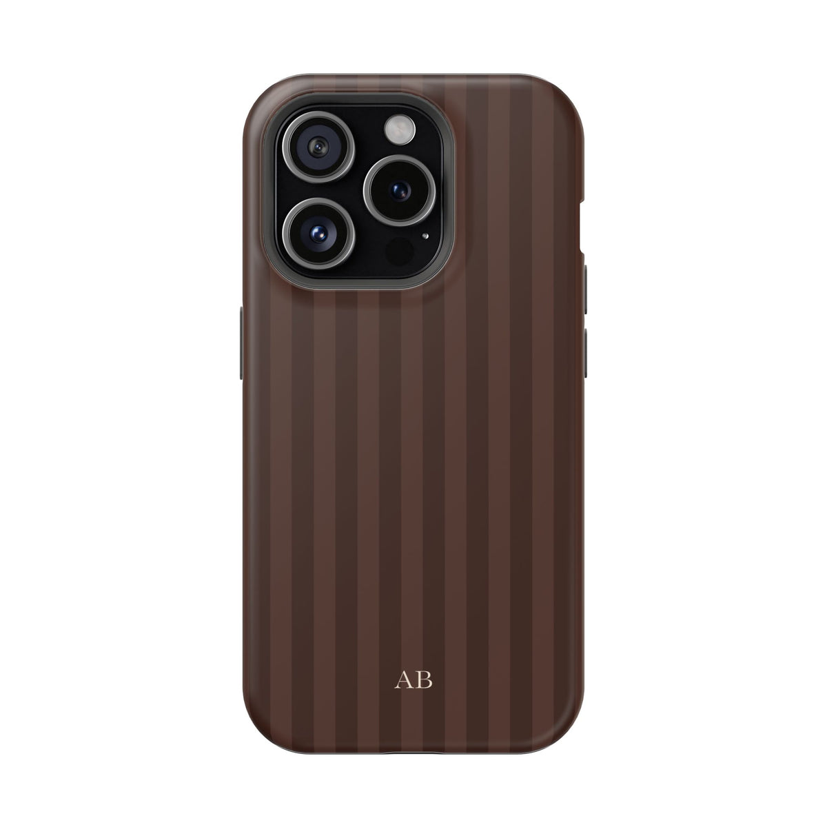 Custom Initials Mocha Stripes iPhone Case