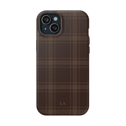 Custom Initials Cocoa Plaid iPhone Case