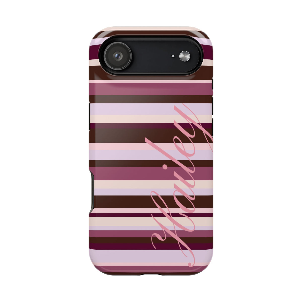 Custom Berry Mocha Stripes iPhone Case