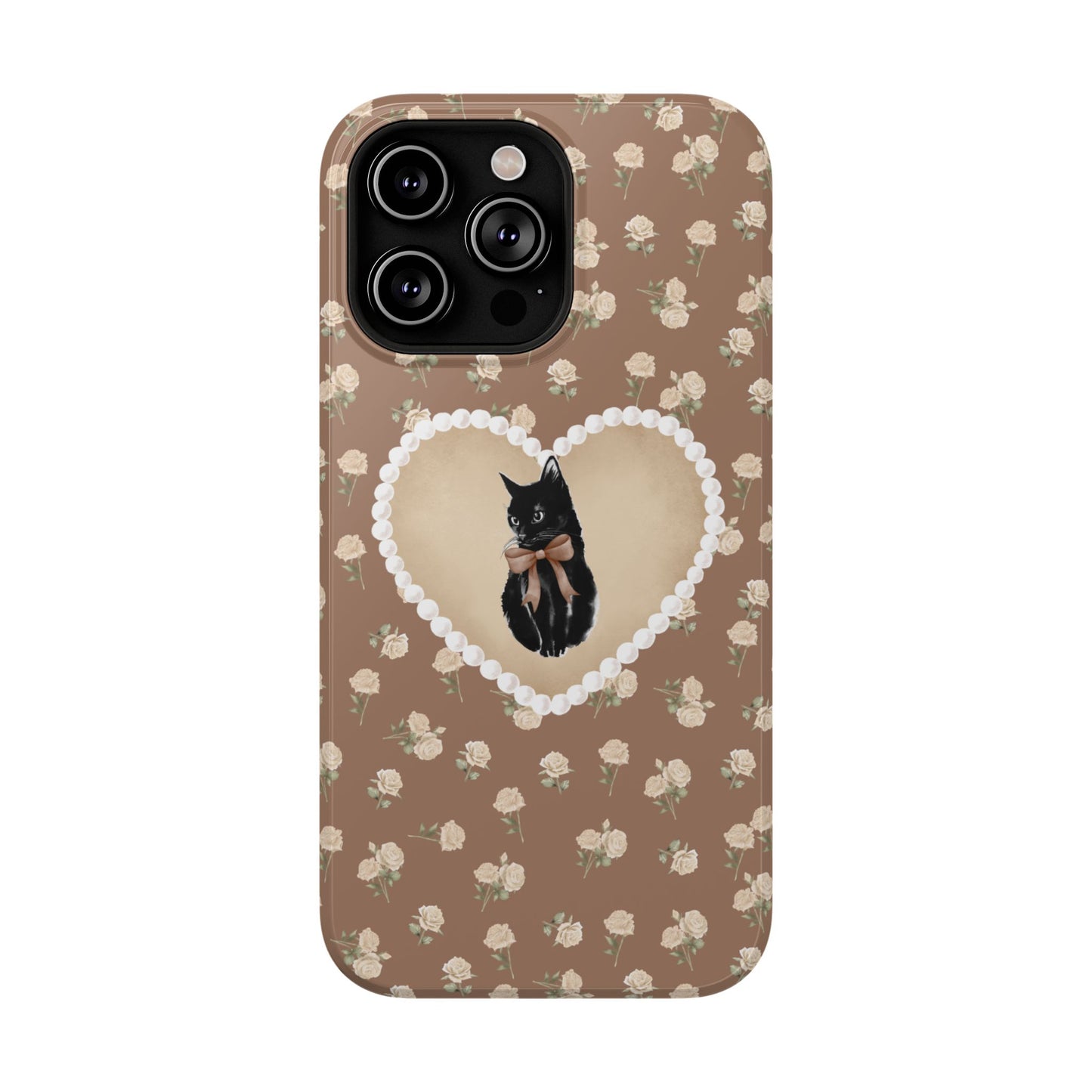 Brown Féline Roses iPhone Case
