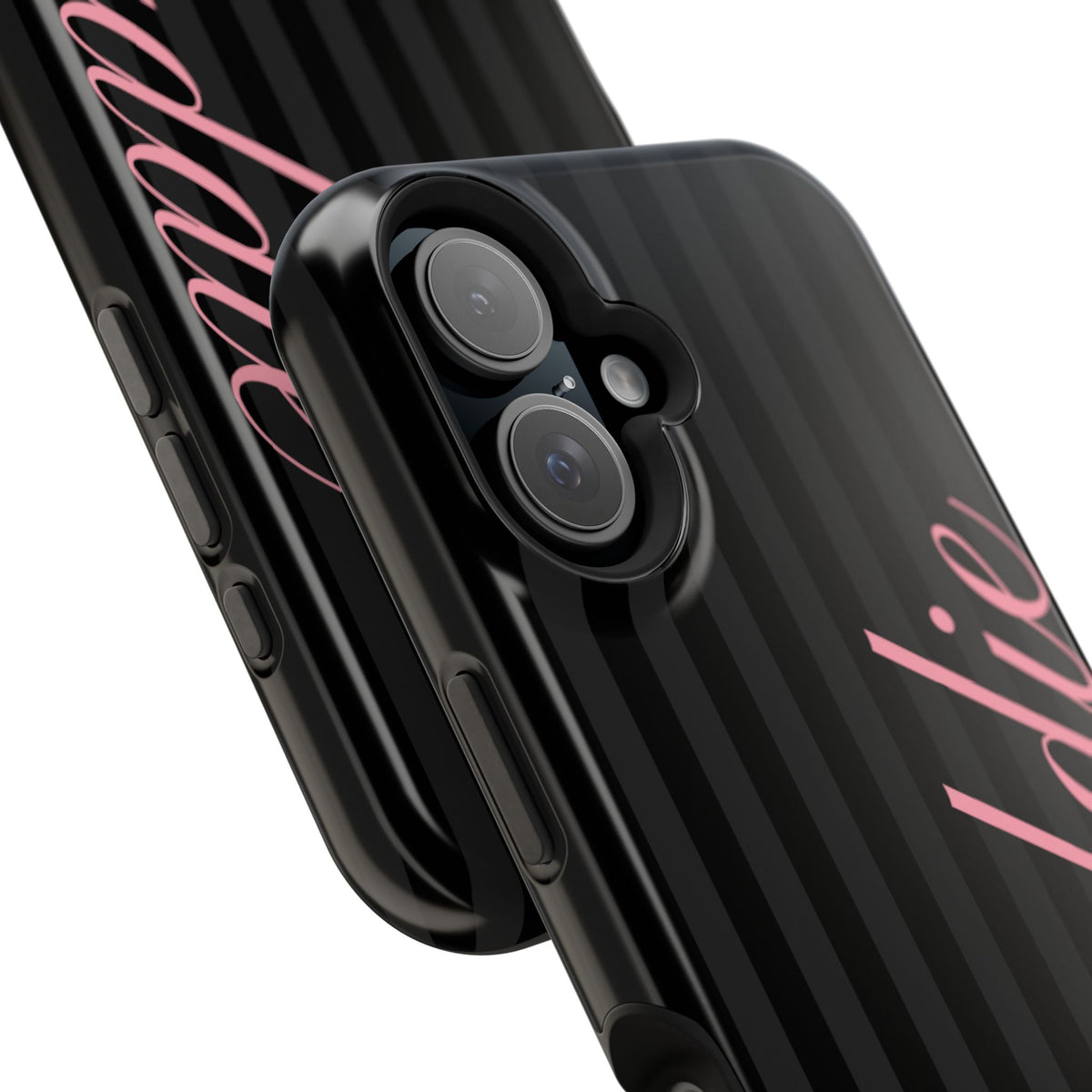 Custom Pink Black Stripes iPhone Case