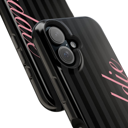 Custom Pink Black Stripes iPhone Case