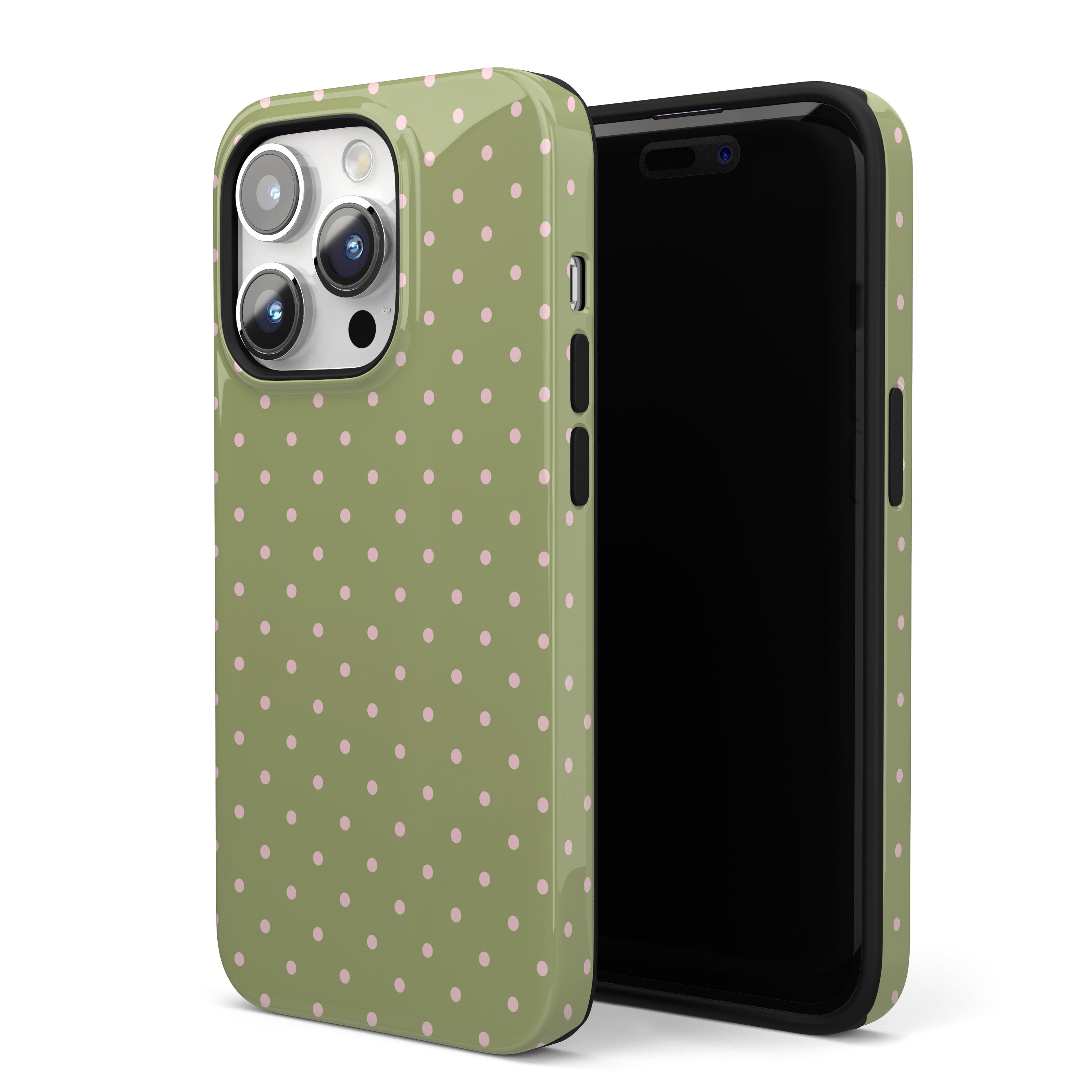 Pink Matcha Mini Polka Dots iPhone Case