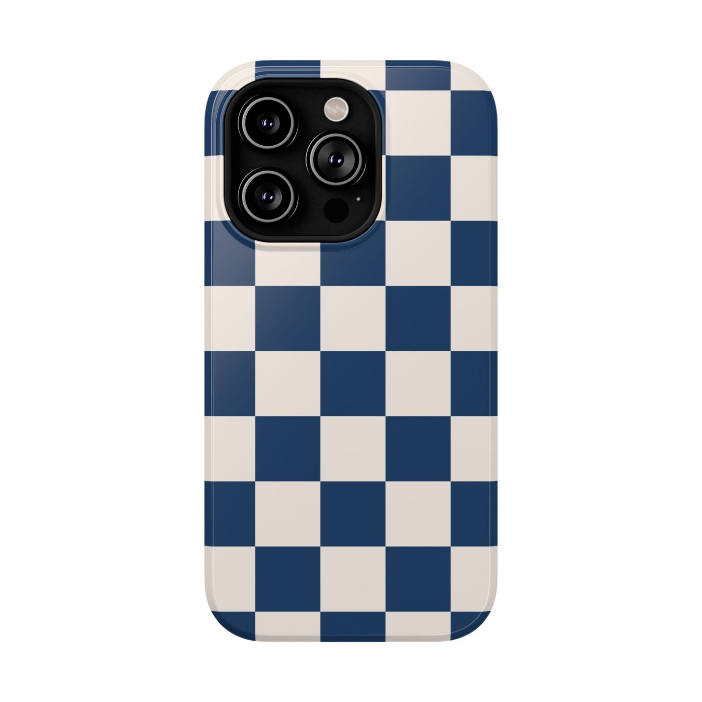 Navy & Beige Checkered iPhone Case